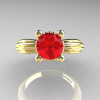 Classic Victorian 14K Yellow Gold 1.0 Ct Rubies Solitaire Engagement Ring R506-14KYGR-3