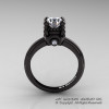 Classic Victorian 14K Black Gold 1.0 Ct Cubic Zirconia Solitaire Engagement Ring R506-14KBGCZ-2