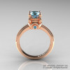 Classic Victorian 14K Rose Gold 1.0 Ct Blue Topaz Solitaire Engagement Ring R506-14KRGBT-2