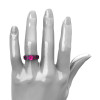 Modern Vintage 14K Matte Black Gold 1.0 Ct Pink Sapphire Solitaire Ring Double Wedding Band Bridal Set R322S2-14KMBGPS-5