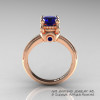 Classic Victorian 18K Rose Gold 1.0 Ct Blue Sapphire Solitaire Engagement Ring R506-18KRGBS-2