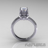 Classic Victorian 14K White Gold 1.0 Ct White Sapphire Solitaire Engagement Ring R506-14KWGWS-2