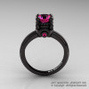 Classic Victorian 14K Black Gold 1.0 Ct Pink Sapphire  Solitaire Engagement Ring R506-14KBGPS-2