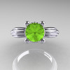 Classic Victorian 14K White Gold 1.0 Ct Peridot Solitaire Engagement Ring R506-14KWGP-3