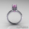 Classic Victorian 14K White Gold 1.0 Ct Light Pink Sapphire Solitaire Engagement Ring R506-14KWGLPS-2