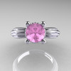 Classic Victorian 14K White Gold 1.0 Ct Light Pink Sapphire Solitaire Engagement Ring R506-14KWGLPS-3