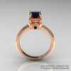 Classic Victorian 14K Rose Gold 1.0 Ct Black Diamond Solitaire Engagement Ring R506-14KRGBD-2