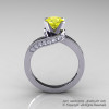 Classic 14K White Gold 1.0 Ct Yellow Sapphire Diamond Designer Solitaire Ring R259-14KWGDYS-2