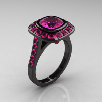 Legacy 14K Black Gold 2.0 Ct Cushion Pink Sapphire Engagement Ring R60E-14KBGPS-1