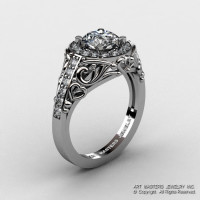 Italian 950 Platinum 1.0 Ct Cubic Zirconia Diamond Engagement Ring Wedding Ring R280-PLATDCZ-1