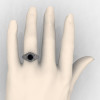 Italian 14K White Gold 1.0 Ct Black and White Diamond Engagement Ring Wedding Ring R280-14KWGDBD-4