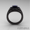 Italian 14K Black Gold 1.0 Ct Black Diamond Engagement Ring Wedding Ring R280-14KBGBD-2