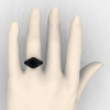 Italian 14K Black Gold 1.0 Ct Black Diamond Engagement Ring Wedding Ring R280-14KBGBD-4