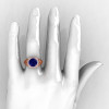High Fashion 14K Rose Gold 3.0 Ct Blue Sapphire Diamond Designer Wedding Ring R407-14KRGDBS-4
