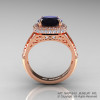 High Fashion 14K Rose Gold 3.0 Ct Back and White Diamond Designer Wedding Ring R407-14KRGDBD-2