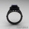 High Fashion 14K Black Gold 3.0 Ct Black Diamond Designer Wedding Ring R407-14KBGBD-2