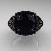 High Fashion 14K Black Gold 3.0 Ct Black Diamond Designer Wedding Ring R407-14KBGBD-3