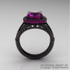 High Fashion 14K Black Gold 3.0 Ct Amethyst Designer Wedding Ring R407-14KBGAM-2
