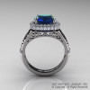 High Fashion 14K White Gold 3.0 Ct London Blue Sapphire Diamond Designer Wedding Ring R407-14KWGLBS-2