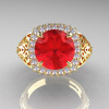 High Fashion 14K Yellow Gold 3.0 Ct  Ruby Diamond Designer Wedding Ring R407-14KYGDR-3