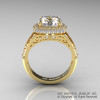 High Fashion 14K Yellow Gold 3.0 Ct White Sapphire Diamond Designer Wedding Ring R407-14KYGDWS-2