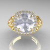High Fashion 14K Yellow Gold 3.0 Ct White Sapphire Diamond Designer Wedding Ring R407-14KYGDWS-3