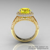 High Fashion 14K Yellow Gold 3.0 Ct Yellow Sapphire Diamond Designer Wedding Ring R407-14KYGDYS-2