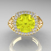 High Fashion 14K Yellow Gold 3.0 Ct Yellow Sapphire Diamond Designer Wedding Ring R407-14KYGDYS-3