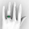Classic 14K White Gold 1.0 Ct Emerald  Diamond Solitaire Wedding Ring R410-14KWGDEM-4