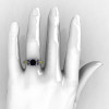 Classic 14K White Gold 1.0 Ct Black Diamond Yellow Sapphire Solitaire Wedding Ring R410-14KWGYSBD-4