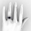 Classic 14K White Gold 1.0 Ct Black and White Diamond Solitaire Wedding Ring R410-14KWGDBD-4