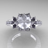 Classic 14K White Gold 1.0 Ct White Sapphire Diamond Solitaire Wedding Ring R410-14KWGDWS-3