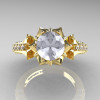 Classic 14K Yellow Gold 1.0 Ct White Sapphire Diamond Solitaire Wedding Ring R410-14KYGDWS-3