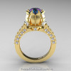 Classic 14K Yellow Gold 1.0 Ct Alexandrite Diamond Solitaire Wedding Ring R410-14KYGDAL-2