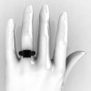 French Vintage 14K Black Gold Princess Black Diamond Solitaire Wedding Ring R222-BGBD-5