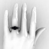 Classic 14K Black Gold 1.0 Ct Black and White Diamond Solitaire Wedding Ring R410-14KBGDBD-4