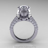 Classic 14K White Gold 1.0 Ct White Sapphire Diamond Solitaire Wedding Ring R410-14KWGDWS-2