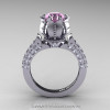Classic 14K White Gold 1.0 Ct Light Pink Sapphire Diamond Solitaire Wedding Ring R410-14KWGDLPS-2