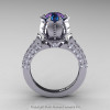 Classic 14K White Gold 1.0 Ct Alexandrite Diamond Solitaire Wedding Ring R410-14KWGDAL-2