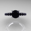 Classic 14K White Gold 1.0 Ct Black Diamond Cluster Solitaire Ring R258-14KWGBD-3