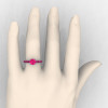 Classic 14K White Gold 1.0 Ct Pink Sapphire Cluster Solitaire Ring R258-14KWGPS-4
