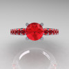 Classic 14K White Gold 1.0 Ct Ruby Cluster Solitaire Ring R258-14KWGR-3