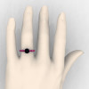 Classic 14K White Gold 1.0 Ct Black Diamond Pink Sapphire Cluster Solitaire Ring R258-14KWGPSBD-4