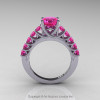 Classic 14K White Gold 1.0 Ct Pink Sapphire Cluster Solitaire Ring R258-14KWGPS-2