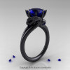 Modern Dragon 14K Black Gold 3.0 Ct Blue Sapphire Engagement Ring R601-14KBGBS-2