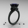 Modern Dragon 14K Matte Black Gold 3.0 Ct Black Diamond Engagement Ring R601-14KMBBD-2