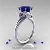 Scandinavian 14K White Gold 3.0 Ct Blue Sapphire Dragon Engagement Ring R601-14KWGBS-2