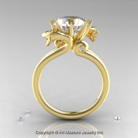 Art Masters 18K Yellow Gold 3.0 Ct White Sapphire Dragon Engagement Ring R601-18KYGWS-1