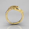 18K Yellow Gold Diamond Blue Sapphire Amethyst Leaf and Vine Wedding Ring Engagement Ring NN113-18KYGDBSAM-2