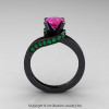Classic 14K Black Gold 1.0 Ct Pink Sapphire Emerald Designer Solitaire Ring R259-14KBGEMPS-2